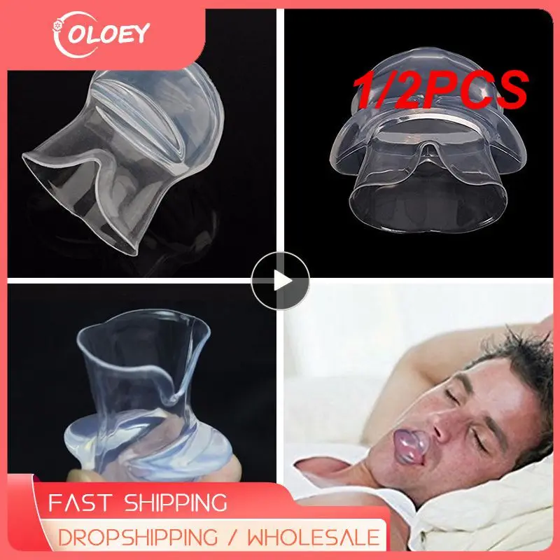 1/2PCS Silicone Anti Snoring Tongue Device Apnea Aid Tongue Retainer Anti Snoring Mouthpiece Help Sleepless