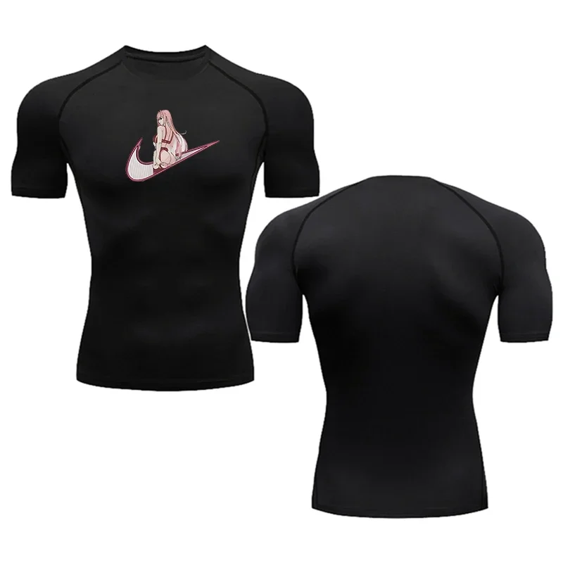 Creative Printed Running compression T-shirt Men's Fast drying Fitness Sports wear Fitness Sports short sleeve breathable tops