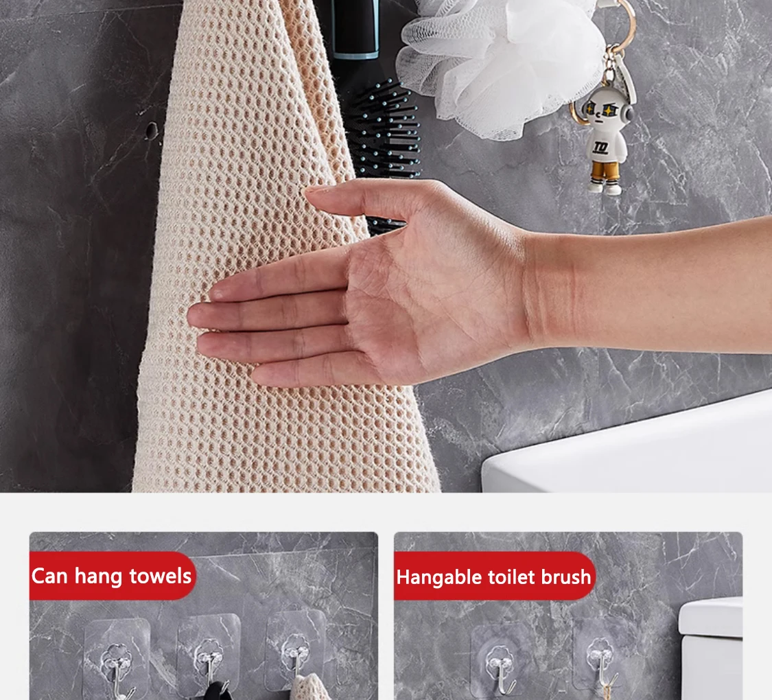 30 Stück Haken, transparent, stark, selbstklebend, für Tür, Wandaufhänger, Haken, Saugnapf, schwere Last, Rack, Tassensauger für Küche, Badezimmer – Detail 15