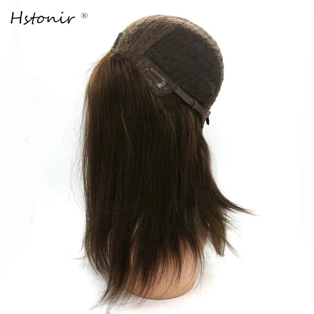 

Hstonir Straight Kosher Wig Silk Top Certificated Jewish Wig Sheitels European Remy Hair Hairpiece Pelucas De Mujer J002