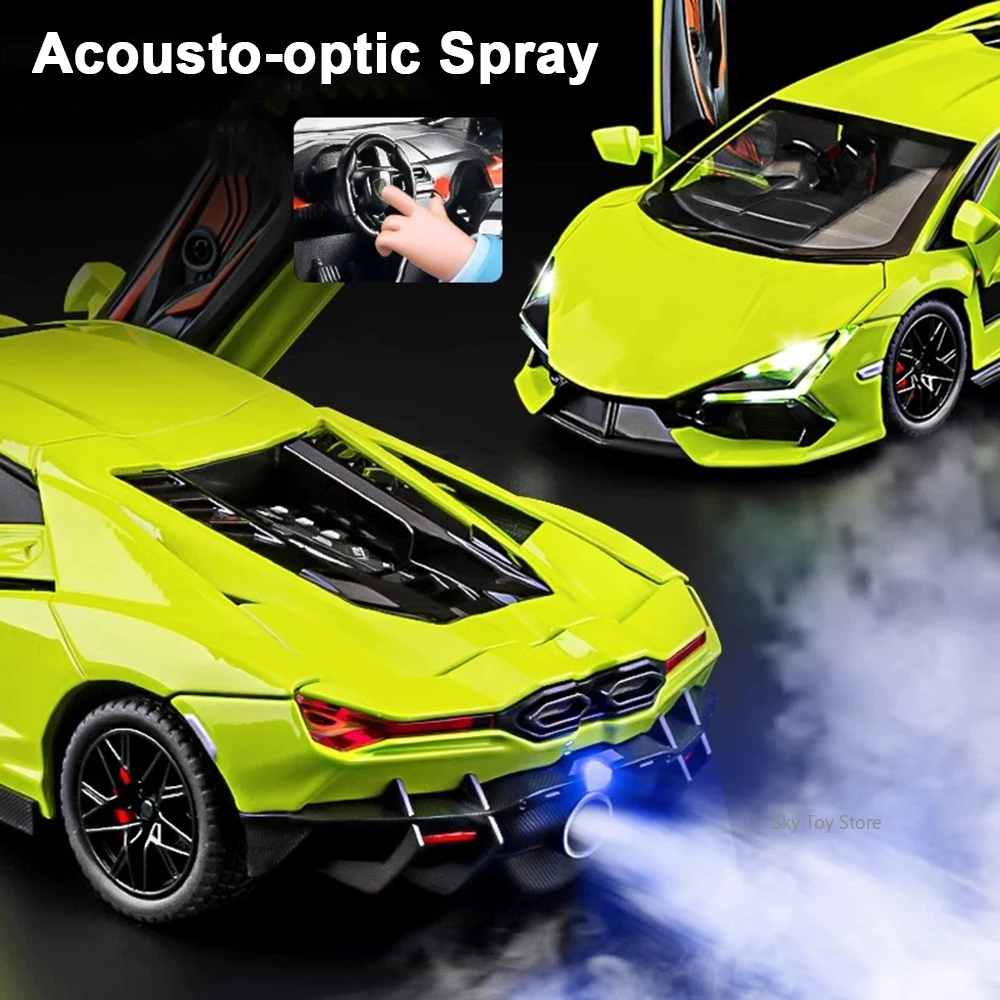 1:24 ريفويلتو سينا لعبة سيارة مصغرة سبيكة دييكاست نموذج مع أبواب رذاذ مفتوحة ضوء الصوت التراجع مركبة الصبي هدية عيد ميلاد