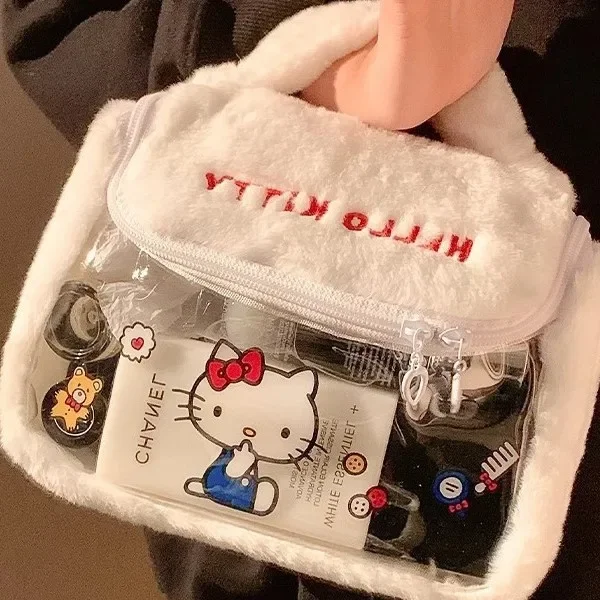 Sanrio Hellokitty  plush cute cosmetic bag with large capacity for high-looking women, fashionable handbag, high-end storage bag