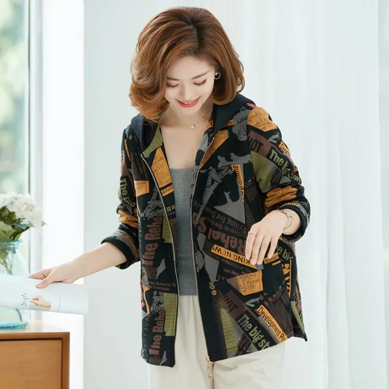 Pring grace-Chaqueta corta con capucha para mujer, abrigo de empalme coreano con cremallera, informal, A102, otoño, 2024
