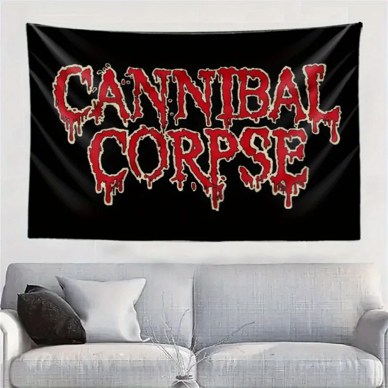 Tapeçaria com logotipo de metal death VIKAMA Cannibal Corpse, perfeita para decoração de parede de quarto, cenário fotográfico para fãs de música hardcore
