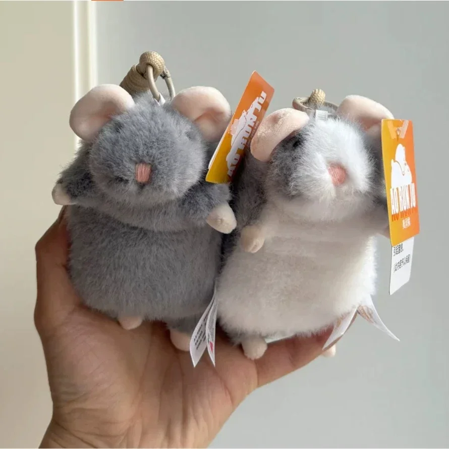 Realistic Fancy Rat Plush Keychain Soft Fluffy Stuffed Mouse Bag Charm Cute Pet Fancy Rat Plushie for Backpack Decor Gift