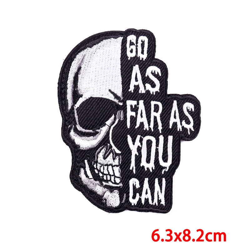 Horror Skull Patch Punk Style Embroidery Patch DIY Iron On Patches For Clothing thermoadhesive Patches On Clothes Sew Stickers