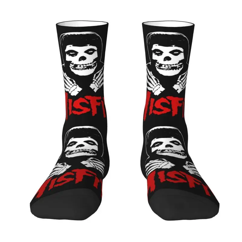 Cute Men\'s Misfits Horror Punk Rock Band Dress Socks Unisex Warm Comfortable 3D Printing Crew Socks