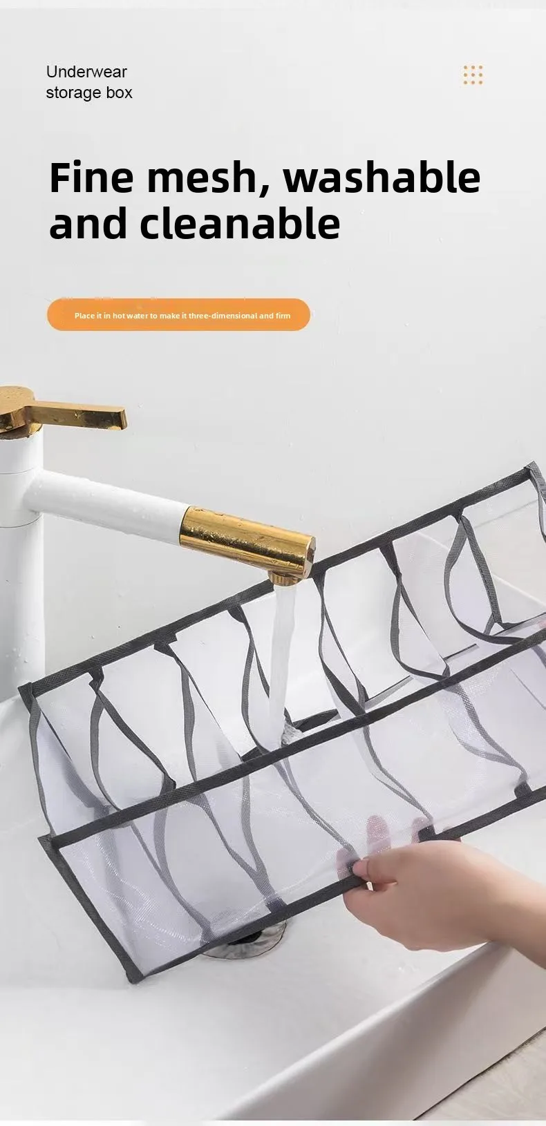 Unterwäsche-Schubladen-Organizer, Aufbewahrungsbox, faltbare Schrank-Organizer, transparenter Netz-Schubladenteiler für Unterhosen, Socken, BHs – Detail 13