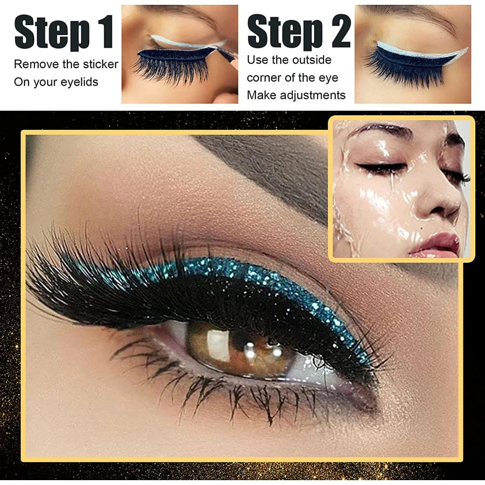 1~4SETS Lashes 2 In 1 Innovative Easy Eyeliner Application Eyeliner Waterproof Makeup Innovative Makeup Trend Waterproof