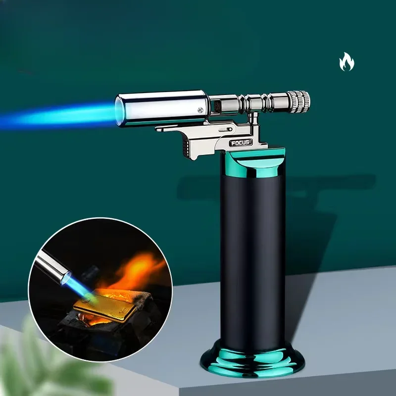 New Windproof Torch Gas Lighter Powerful High Quality Outdoor Camping Kitchen for Adjustable Butane Refillable Metal Welding Gun