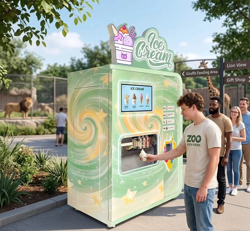 FOODLINE Exhibition Hall Ice Cream Vending Cabinet Even Cooling Storage Multi Channel Payment Gelato Vending Device