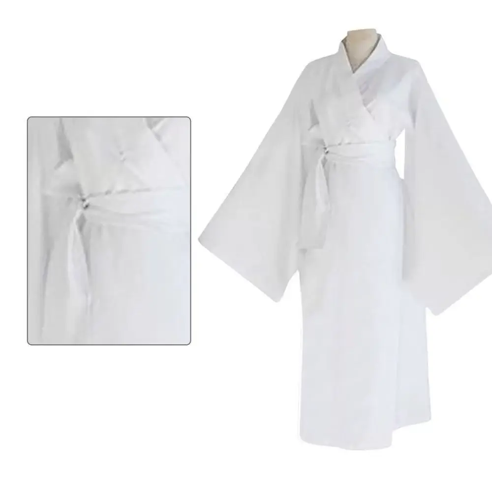 2025 White Traditional Japanese Kimono with Belt Robe Length Sleeves Yukata Pajamas
