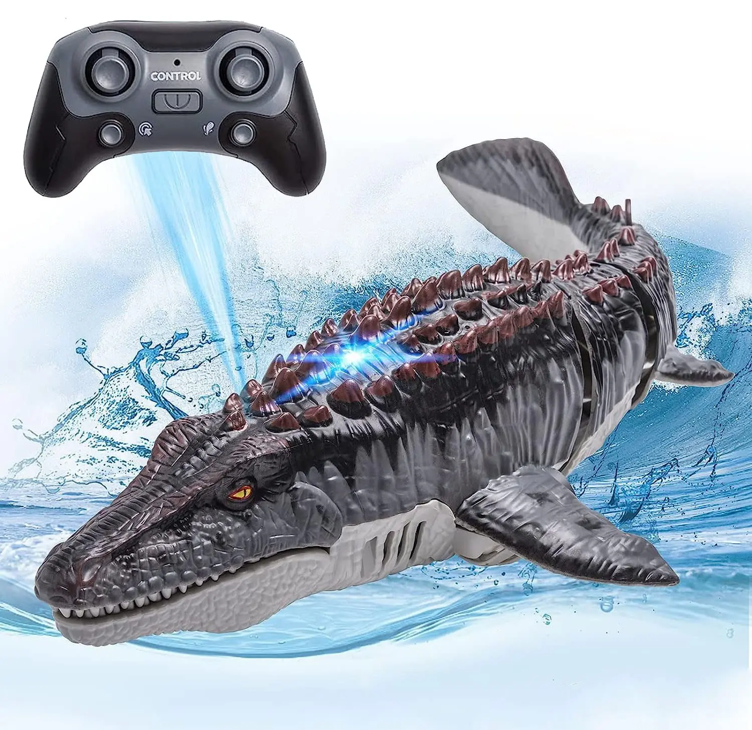 RC Mosasaurus Dinosaur Boat Toy 2.4GHz Remote Control Electric Water Animal Ship for Kids Outdoor Pool Summer Boys Birthday Gift