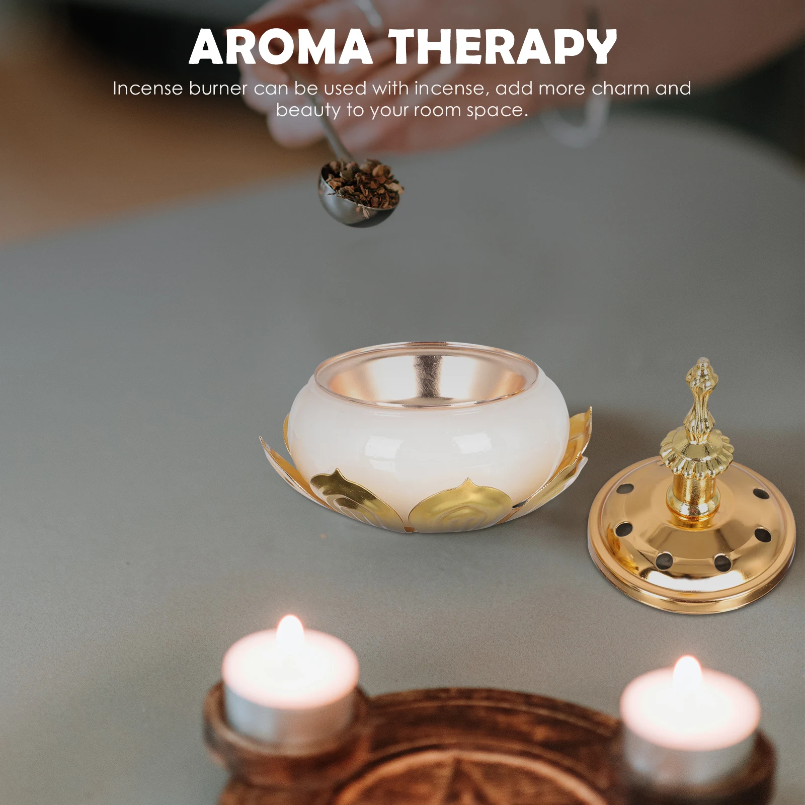 Iron Art Lotus Incense Burner Censer Decorative Home Decoration Living Room Bedroom Yoga Room Adornment Lightpink 1Pc