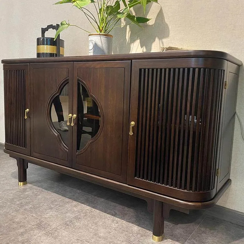 New Chinese-style dining side cabinet, ebony wood porch cabinet, living room integrated wall locker, solid wood decorative stora