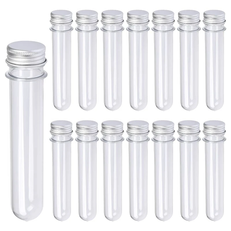 30 PCS 40ML Plastic Test Tubes With Screw Caps Reusable Transparent Container Tubes Transparent Test Tube