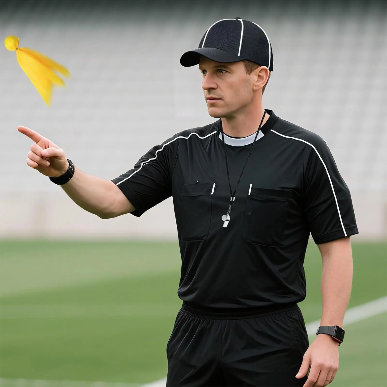 Аксессуары для костюма рефери, удобный дышащий комплект со шляпой, флагом и свистком, шляпы с флагом рефери для мужчин, женщин, молодежи, подростков