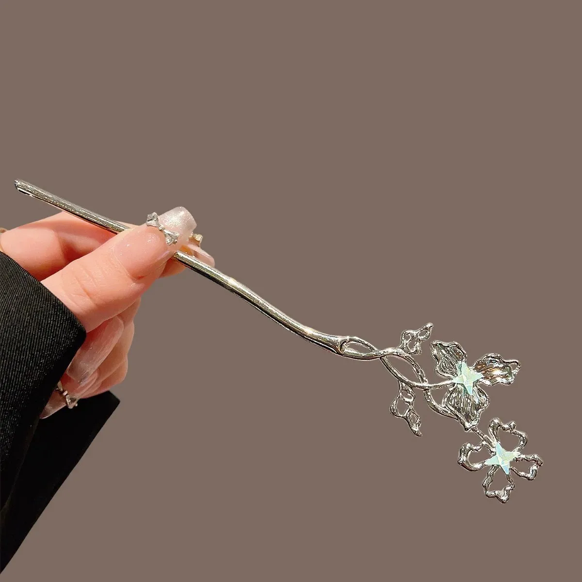 Spinka do włosów Moonlight Stone Aurora, motyw podwójnego motyla, damska, antyczna ozdoba na głowę, metalowa biżuteria, akcesoria do włosów.