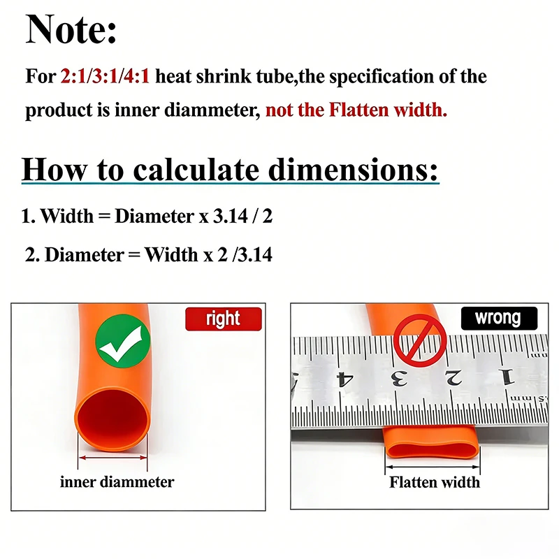 1~10m 2:1 Heat Shrink Tube Orange Diameter 1 ~ 50mm Waterproof DIY Wrap Sleeving Wire Cable Repair Polyolefin Tubing