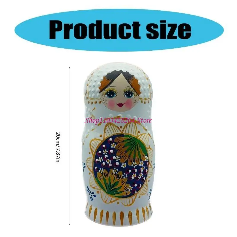 Matryoshka Russian Nesting Boll Set 7 decori figurine in legno artigianali