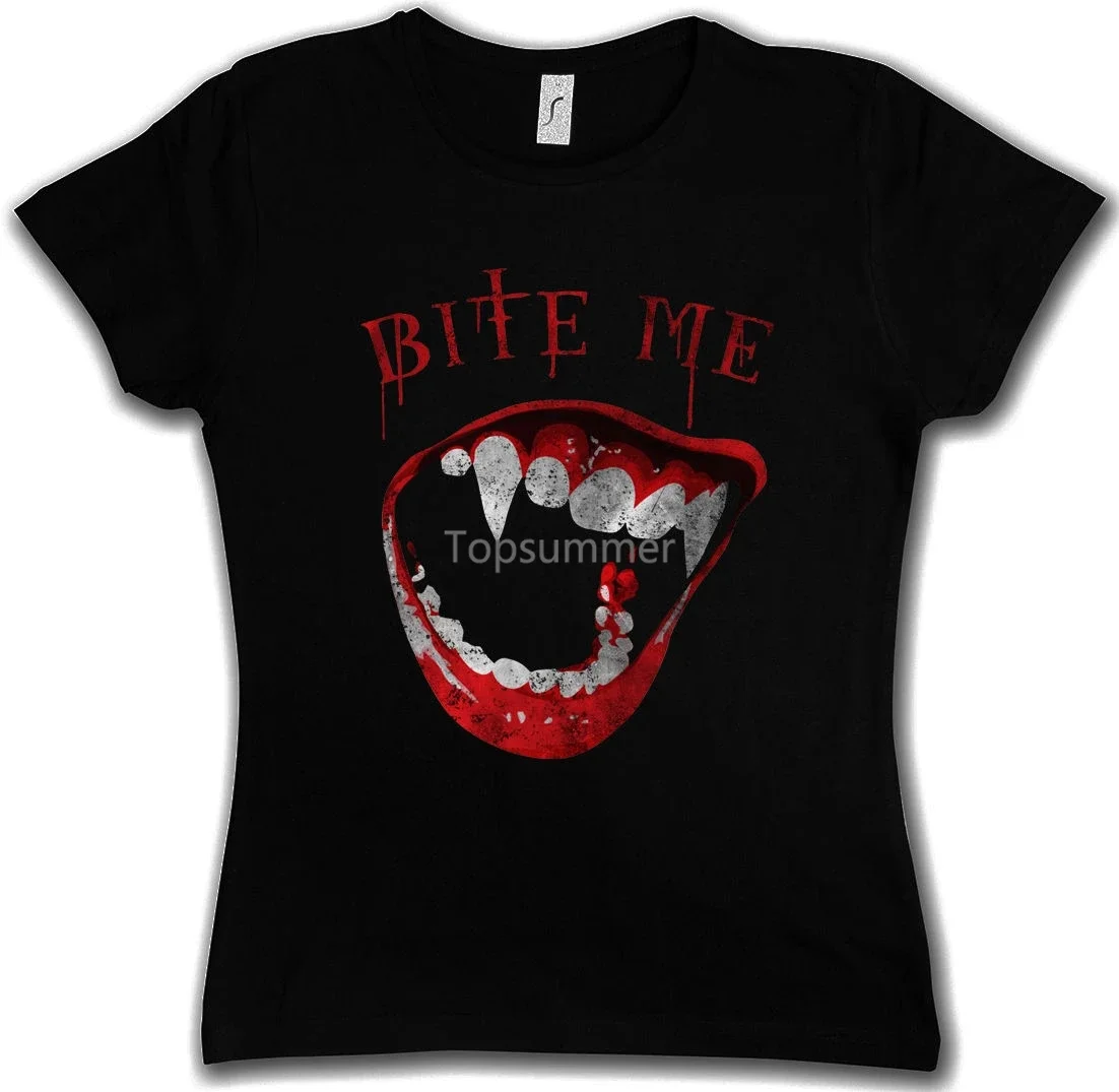 Bite Me T-Shirt True Biss Bite Teeth Jaws Blood Dracula Vampire Vampires Cool Casual Pride T Shirt Men Unisex Fashion Tshirt