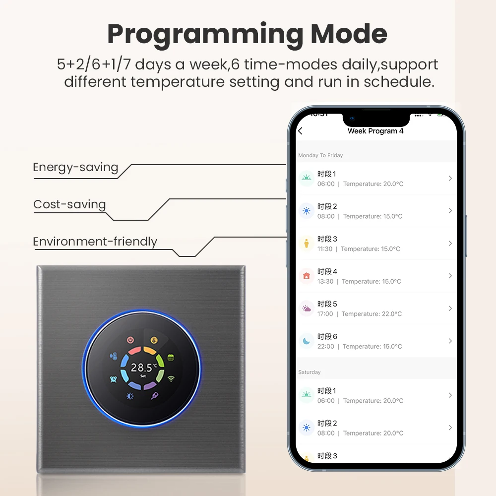 Termostato rotativo intelligente MIUCDA multifunzione Tuya WiFi, adatto per famiglie elettrico/riscaldamento a pavimento dell\'acqua/acqua/caldaia a