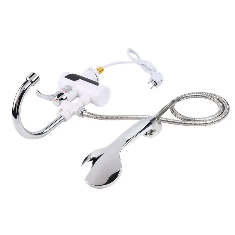 [NEWA66Z!】 EU Plug Digital Display Rotatable Bathroom Kitchen Heating Faucet Household Instant Hot Water Faucet Side Water Inlet