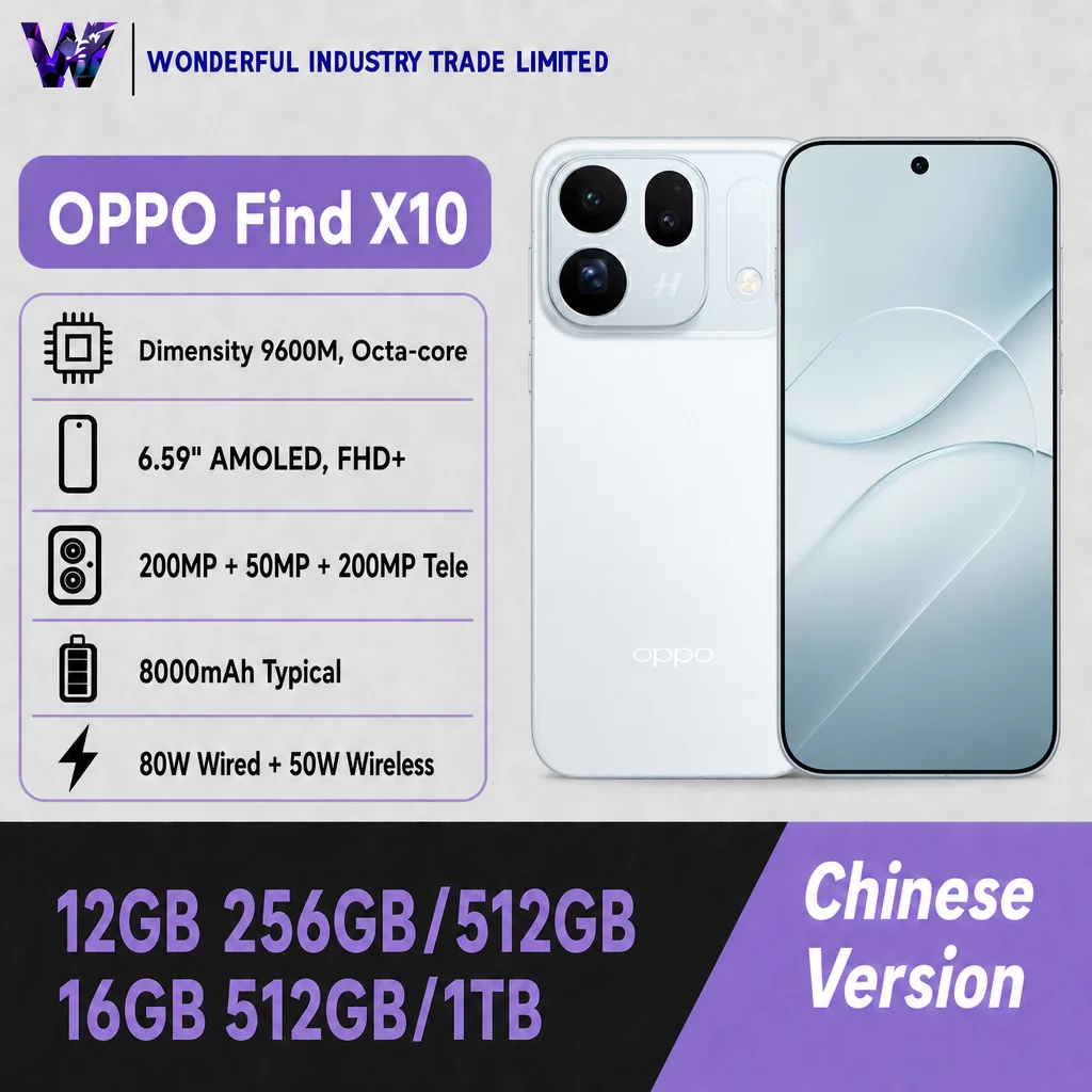 OPPO Find X10 5G Phone Chinese Version Dual 200MP Main Camera Dimensity 9600M 6.59'' LTPO AMOLED 80W SUPERVOOC Smartphone