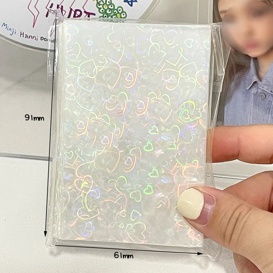 Sharkbang 50pcs/Lot Holo Card Sleeves 61x91mm  Heart Laser PP Kpop Holder For Postcards Films Game Cards Photocard Protector