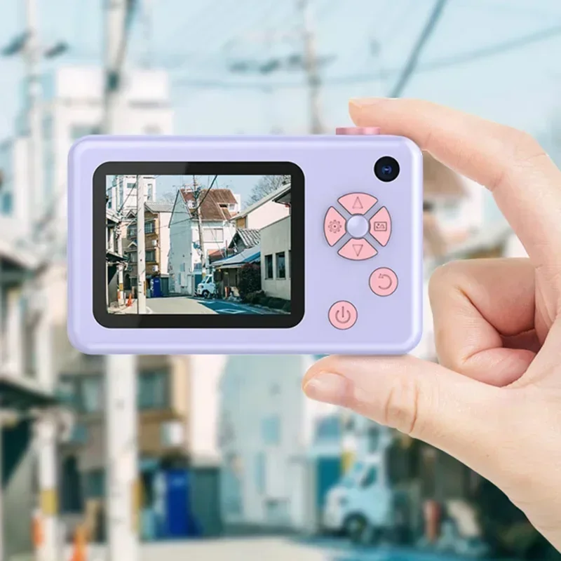 Mini caméra avec écran HD 2,4 pouces pour enfants, double caméra avant et arrière de 32 go, chargement USB, autocollants de caméra de dessin animé pour enfants