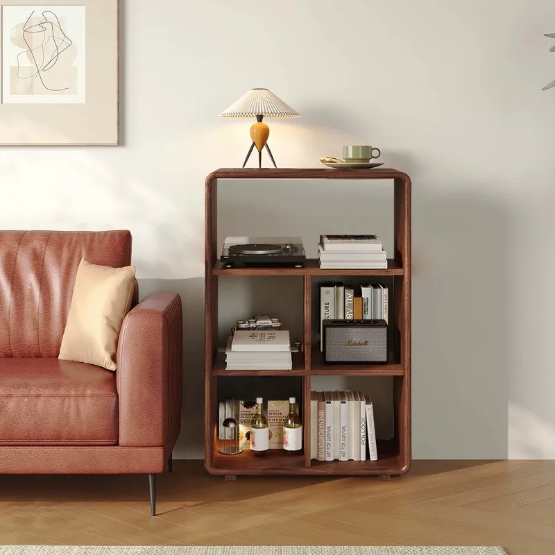 Mid Century Wooden Bookshelf Display Magazine Brown Ground Bookshelf Collector Narrow Libreria Scaffale Living Room Furniture