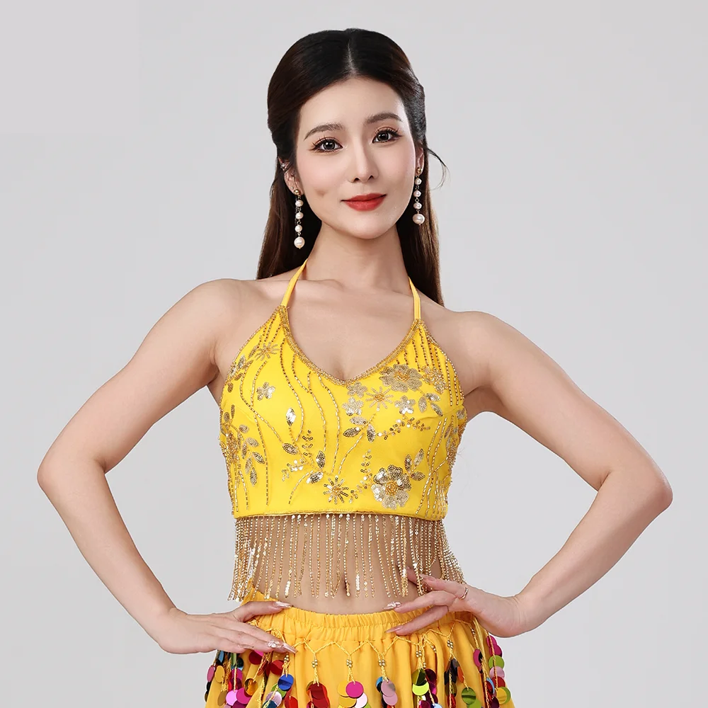 

New Style Belly Dance Sequin Tassel Dress With Camisole Top For Large Dance Parties, Adult Belly Dance Performance, Tassel Bra