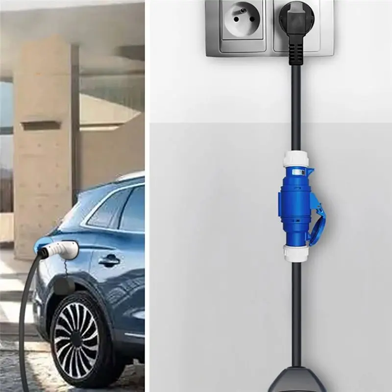 WF-1 PCS EV Female Plug 3 Pins Adapter Waterproof Connection Blue Plastic Portable EU Plug