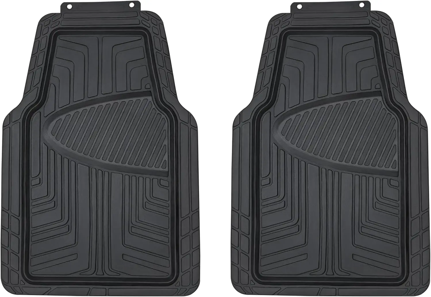 

Universal All-Weather Car Floor Mats, Premium PVC, Trim-to-Fit for Cars/SUVs/Trucks, 2-Piece Black Set