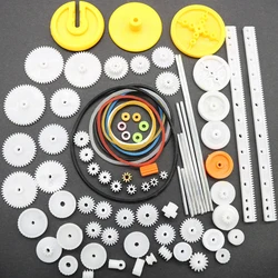 82Pcs/set Plastic Gears Set Model Robot Reduction Gears Motor Wheels Pulley Toys Accessories Hardware For Toy Robot