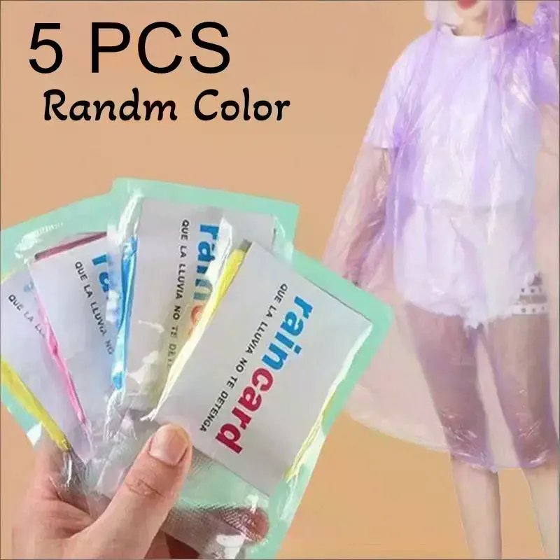 5pcs Portable Disposable Raincoat Card Size Lightweight Waterproof Rain Coat for Emergency Outdoor Travel Events