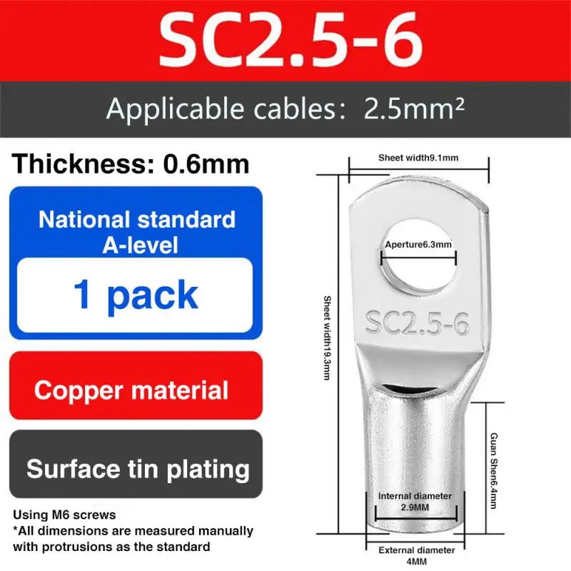 

10pcs/lot 16~35mm2 Terminals Wire Welding Cable Connector Suit SC16-6 SC25-8 SC35-8