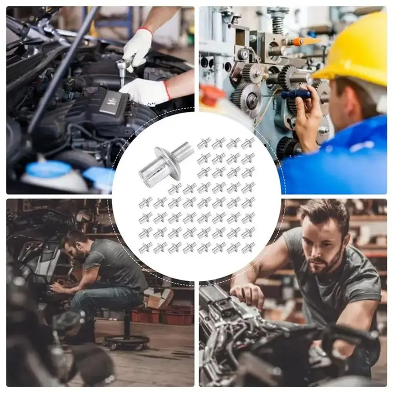 B03C-100PCS Aluminum Alloy Drive Rivets Set Hammer Drive Expansion Aluminum Nail Head Piercing Rivet Set Gypsum Board Expansion