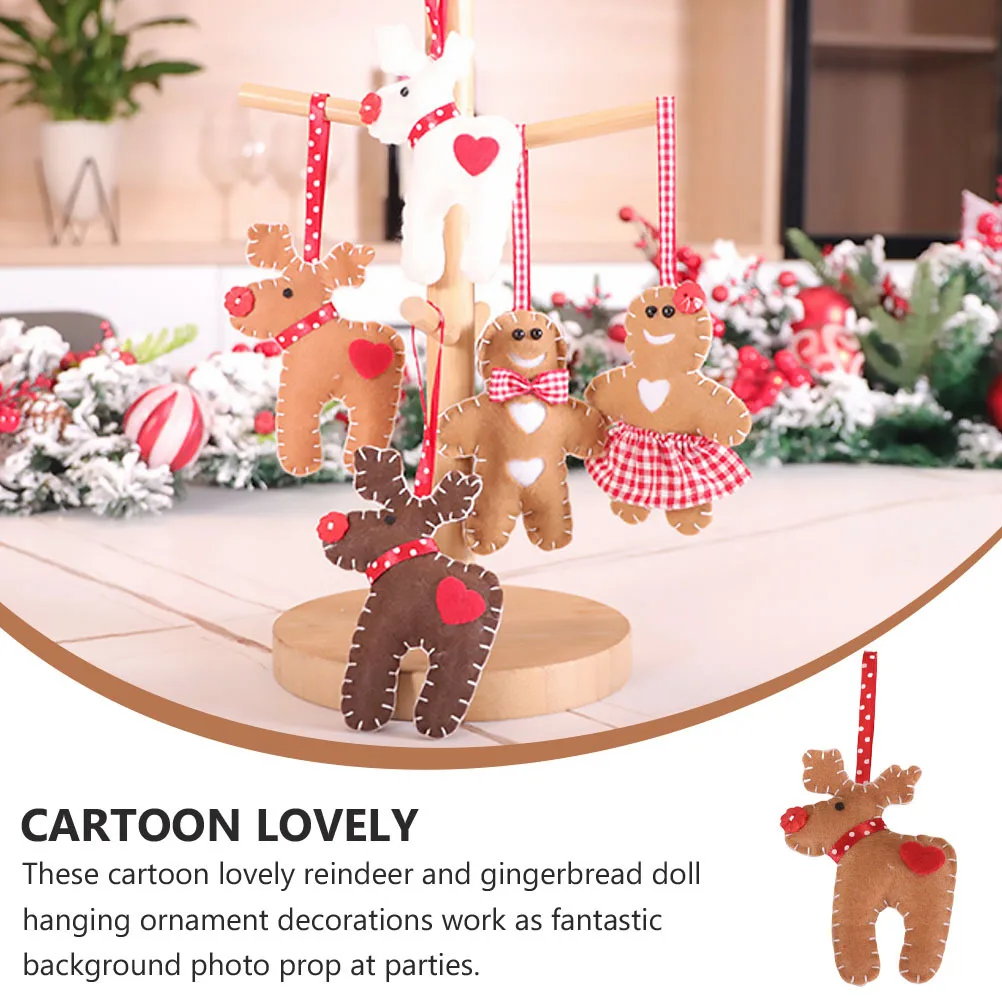 

3Pcs Xmas Tree Hanging Pendants Cartoon Reindeer Gingerbread Decorations Christmas Xmas Ornament Holiday Party Hanging Decor