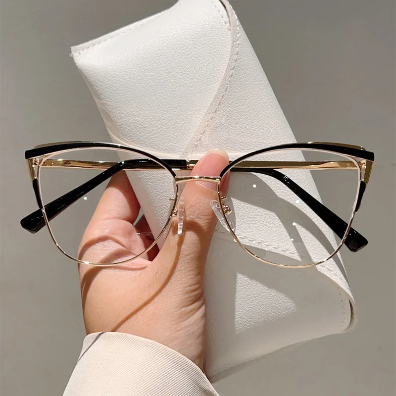 Cat Eye Computer Glasses Metal Frame Women Men Anti Blue Light Rectangle Eyewear Blocking Optical Spectacle Eyeglasses