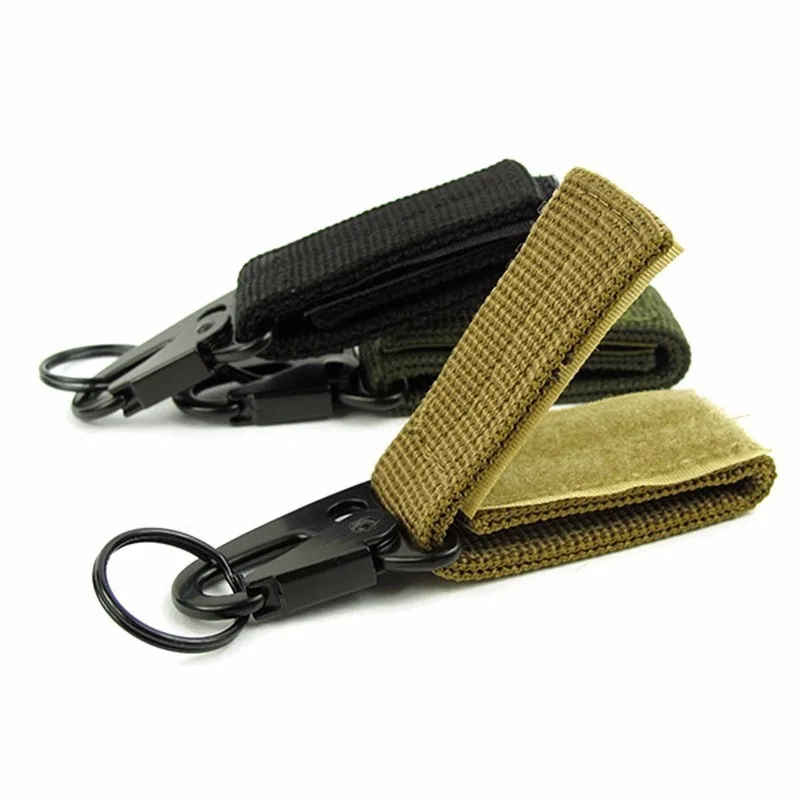 Taktische Molle Clip Schnalle Nylon Gürtel Schlüsselanhänger Schlüsselanhänger Halter Karabiner Aufhänger Schnalle Haken für Outdoor Wandern Camping