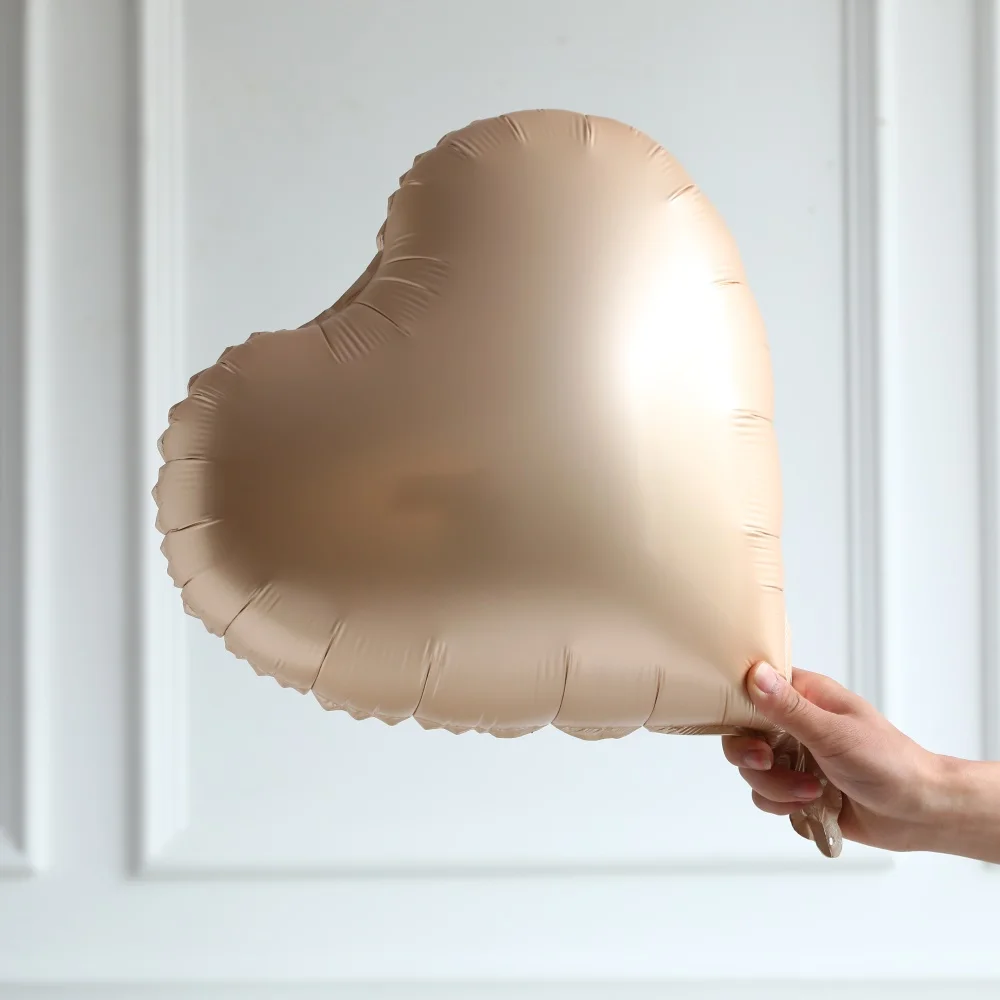 5/10Pcs 18inch Cream Heart Foil Balloon Sage Green Baby Pink Blue Brown Heart Helium Globos for Birthday Baby Shower Party Decor