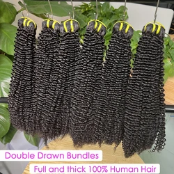 Double Drawn Afro Kinky Curly 100% Human Hair Bundles 10-30 inches Raw Virgin Hair Weave Extensions For Women Fast Shipping