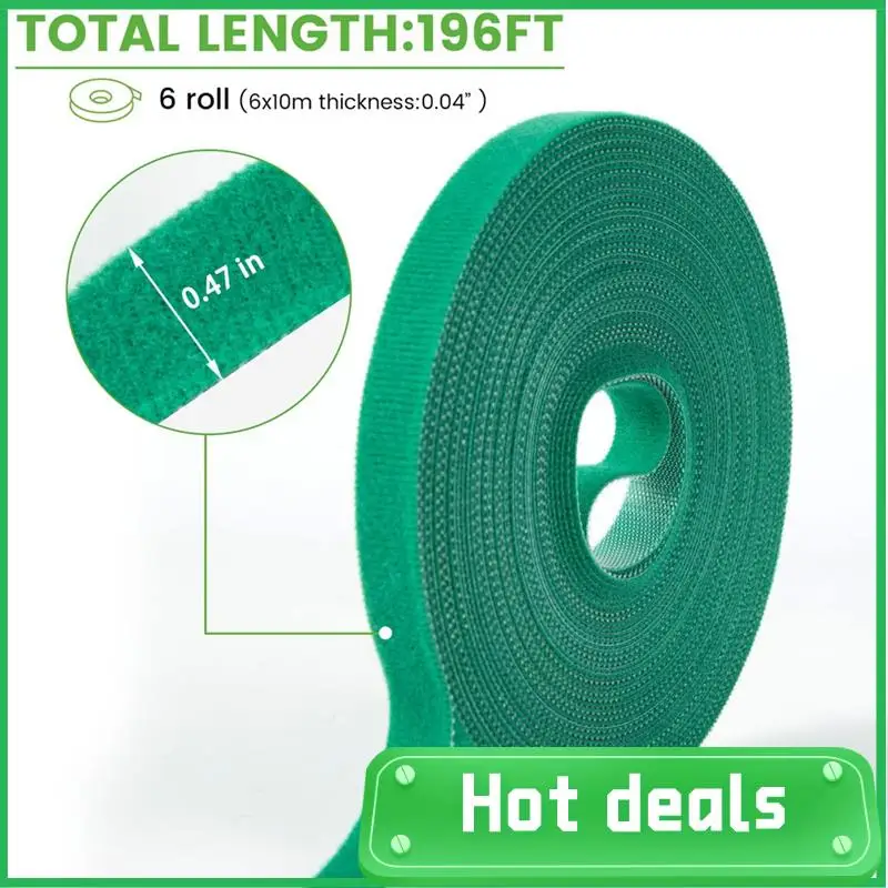 Лента для растений LUDA, 6 рулонов, садовая лента 196 футов, поворотные стяжки для растений 1/2 дюйма, опоры для растений, садовые стяжки для вьющихся растений