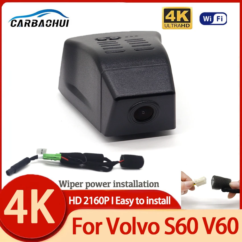 

4K New Plug and Play WIFi Car DVR Video Recorder Dual Lens Dash Cam For Volvo S60 V60 T6 2023-2025 DashCam Devices Accessories