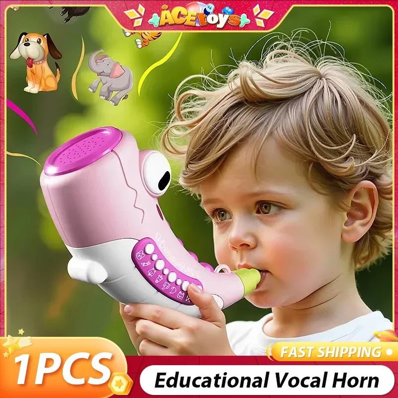 Brinquedos educativos para crianças, chifre fofo, seguro, divertido e agradável, cavidade da boca do bebê, treinamento muscular, brinquedo vocal suave