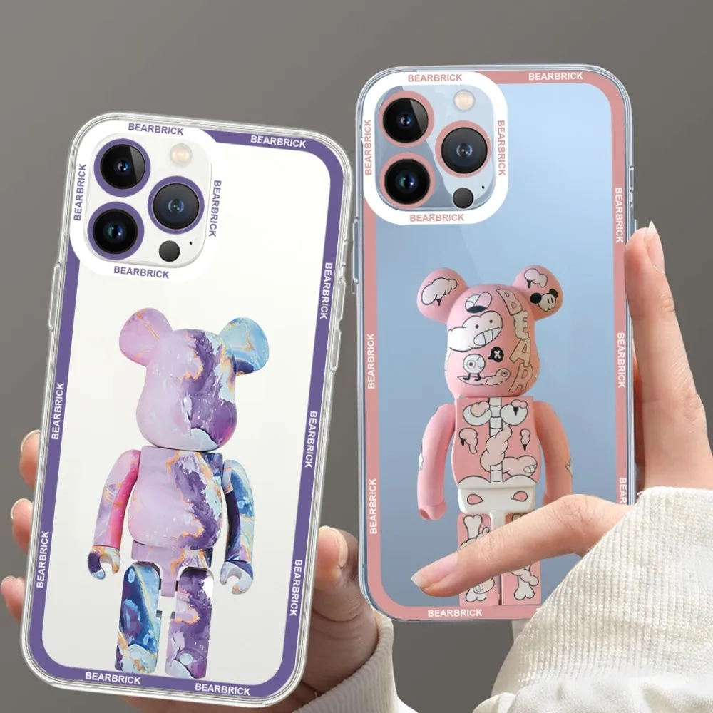 Bearbrick Gloomy BB Toys Cute Phone Case For iPhone 11 12 Mini 13 14 Pro Max Transparent Shell