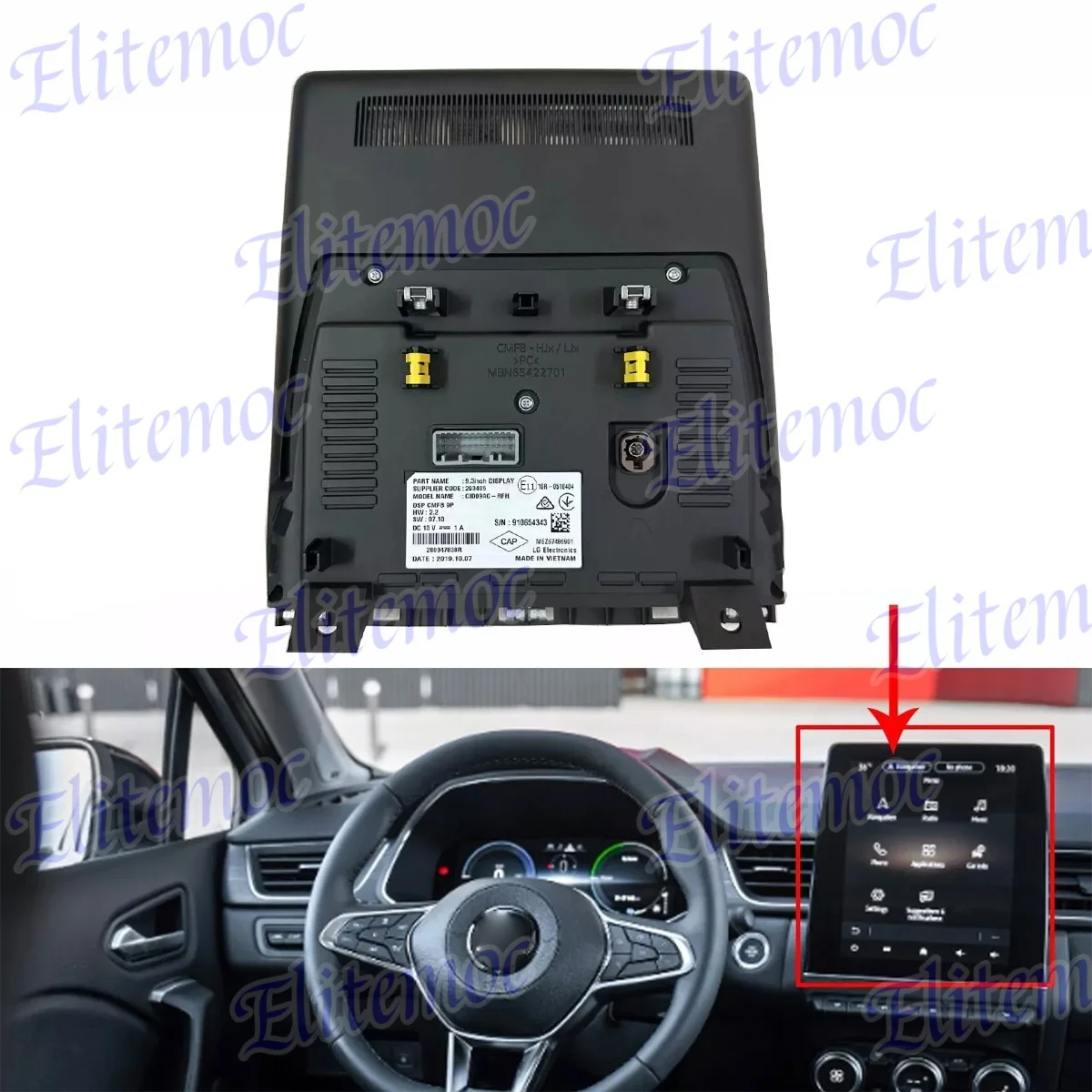 

9,3 "CID09AC-RFH FIT RENAULT ARKANA 2020-2024 HEAD UNIT ЖК-дисплей с сенсорным экраном, замена навигационного дисплея