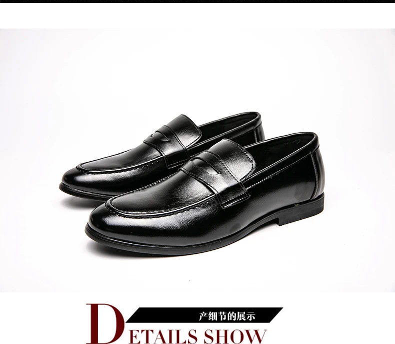 Zapatos de cuero informales de negocios para hombre, mocasines de cuero formales y sociales, cómodos zapatos de vestir para hombre