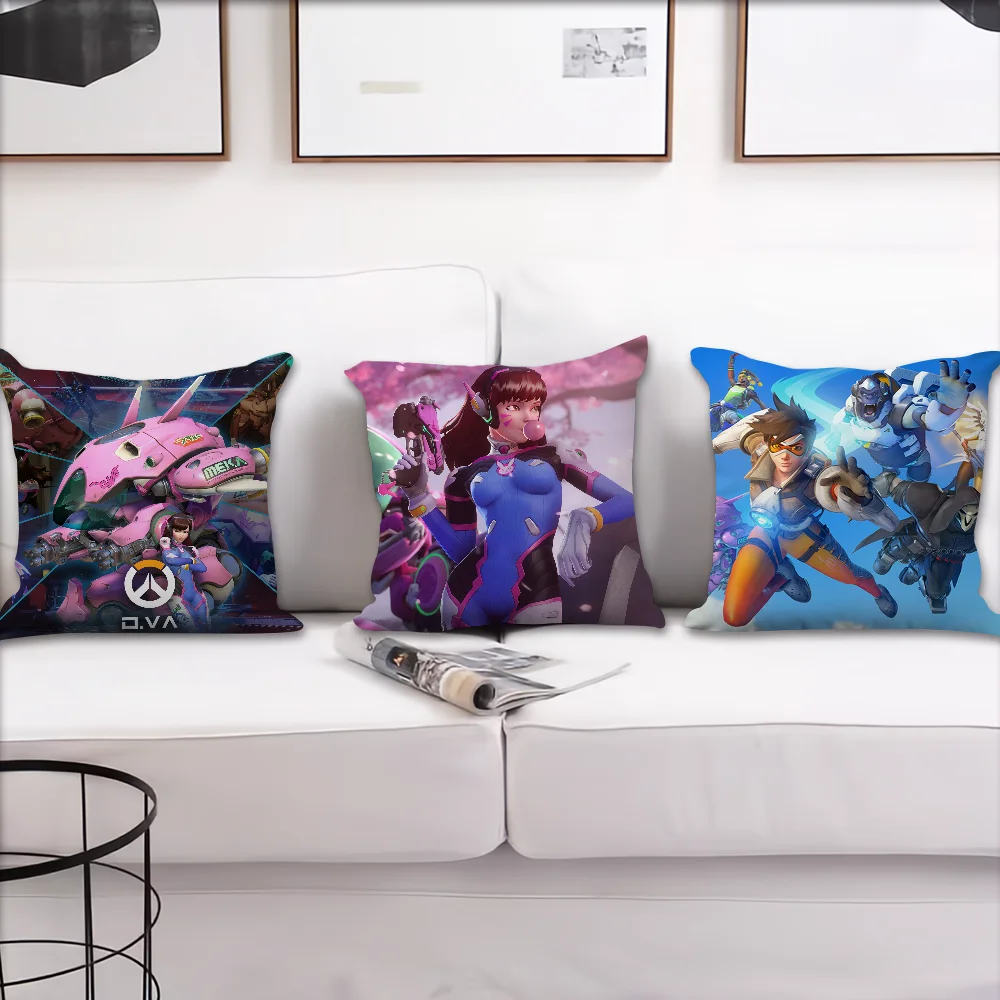 Classic Game Sofa Living Room Bedroom Headboard Backrest Cushion Square Cushion Nap Time O-Overwatchs 2 D.Va Pillow Case